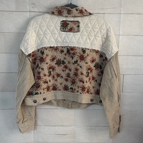 POL Floral Corduroy Sunflower Jacket - Cream and Tan size small - Picture 5 of 6